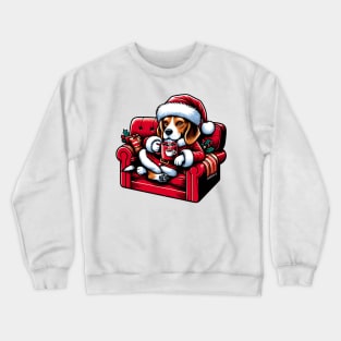 Beagle Dog Drinking Coffee Christmas Crewneck Sweatshirt